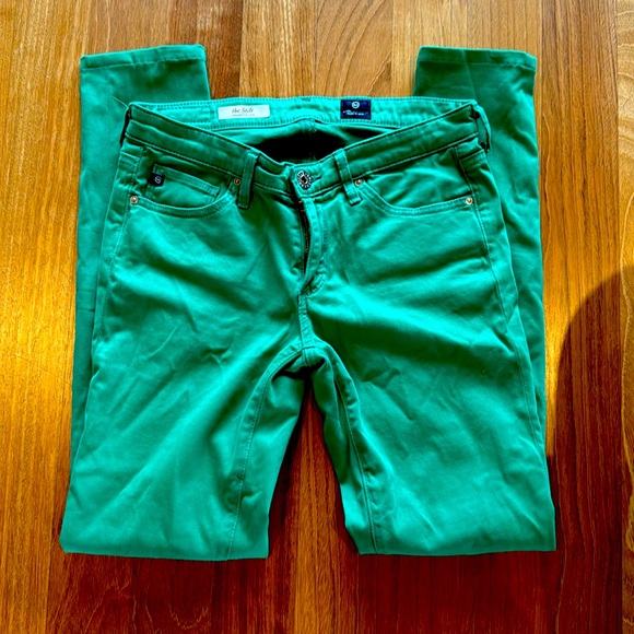 AG Adriano Goldschmied The Stilt Cigarette Leg Green Jeans Women's Size 26R - Picture 2 of 8